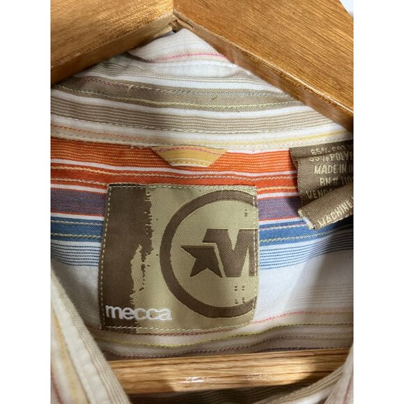 Mecca Striped Button-Up Short Sleeve Shirt Men's Large - Picture 5 of 9